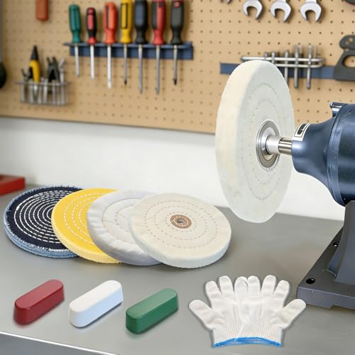 8Pcs 6 Inch Polishing Buffing Wheel Kit for Bench Grinder - size: 6 Inch