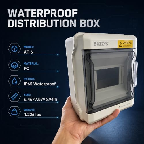 6-Way Din Rail Enclosure | Outdoor Electrical Box IP65 Waterproof - color: 6Way-6.5x7.9x3.9IN
