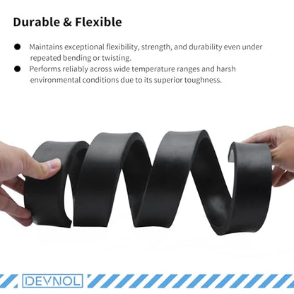 DEVNOL Neoprene Rubber Strip 1/4 (.250)" Thick X 2" Wide X 5'Long Grade 65A for Gasket, Surface Protection, Sealing - size: 1/4" x 2" x 5'