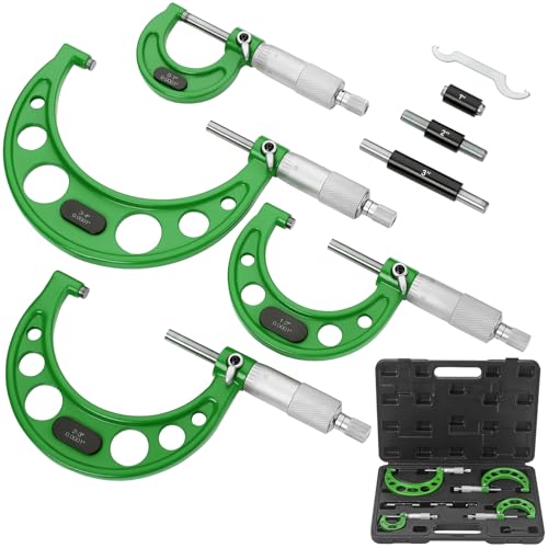 Premium Outside Micrometer Set 0-4" / 0.0001", Green - color: Green