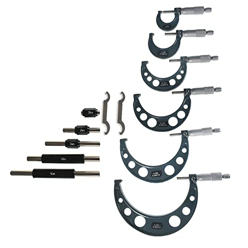 6-Pack Outside Micrometer Set 0-6In Precision Machinist Tools W/Carbide Tips and Ratchet Stop - size: 0-6In