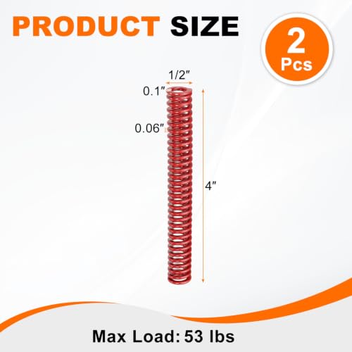 HARFINGTON 2pcs Die Spring 1/2" OD x 4" Free Length SMH2016, Red - size: 1/2" OD x 4" Free Length