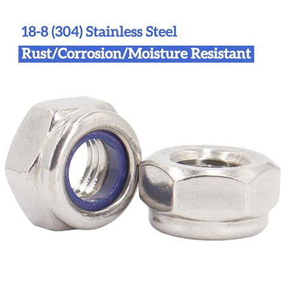 101 Pcs M8*1.25 Nylon Insert Lock Nuts, 18-8(304) Stainless Steel Machined, DIN985 Compliant, Nylon LockNuts Self-Locking Anti-Vibration for US Industrial Automotive Mechanical Construction - size: M8 101pcs, style: Metric