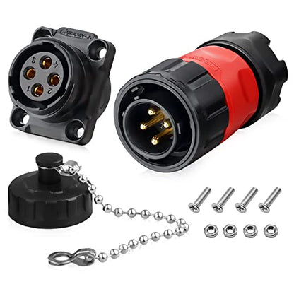 4 Pin Connector, Waterproof Industrial Solder Connector, Aviation Wire Connector for Automotive, Power, Marine, and Other Indoor/Outdoor Electrical Connection(Plastic Male Female Plug Socket) - style: 4 PIN