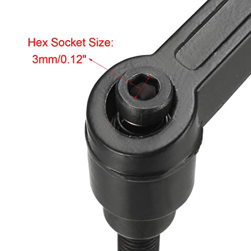 uxcell M6 x 40mm Handle Adjustable Clamping Lever Thread Push Button Ratchet Male Threaded Stud Knobs Rotating Screw Handles Bolts with Locking Lever Black - size: M6x40mm