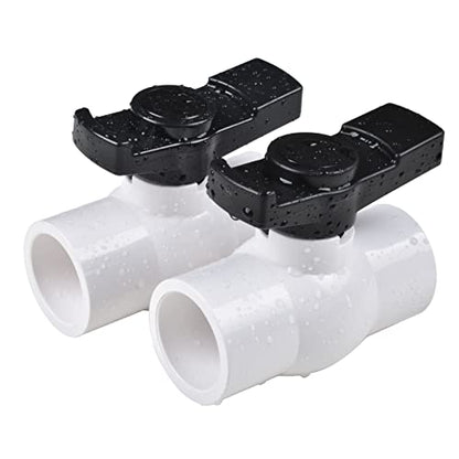 2Pcs 1" PVC Ball Valve, Shut-Off Valve with Easy to rotate and Excellent Handle, Rated at 150 PSI - size: 1 Inch (1")