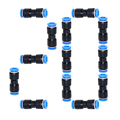 Beduan Push to Connect Fitting, 4mm Tube OD Pneumatic Quick Adapter Tubing Air Hose Line Pipe Fitting 20Pcs For 5/32" Tube OD - size: 4mm (20Pcs)