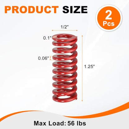 HARFINGTON 2pcs Die Spring 1/2" OD x 1.25" Free Length SMH2005, Red - size: 1/2" OD x 1.25" Free Length