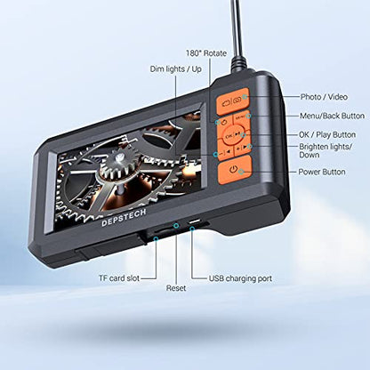 DEPSTECH Endoscope Camera with Light, Dual Lens Inspection Borescope 16.5FT - color: Orange