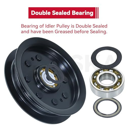 GELASKA 2Pack 753-08171 Idler Pulley 4.25 for Cub Cadet 50 inch RZT 50 Deck - color: A7 1x756-04129 Black