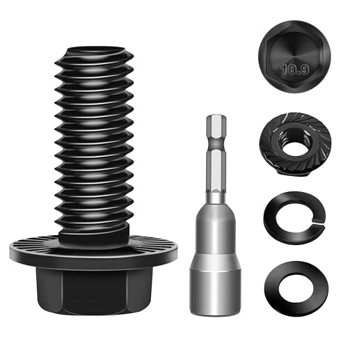 (10Sets) M8 Bolt x 20mm Flanged Hex Head Bolts, External Flange Hex Drive M8 Screws, Class 10.9 Black Zinc Plated Alloy Steel Metric M8x1.25 Bolts Kit - color: Black-M8, size: 20mm