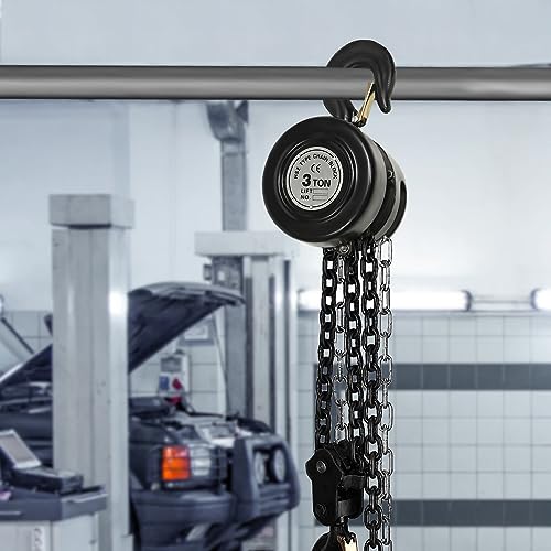 Hand Chain Hoist, 3 Ton 6614 Lbs Capacity 10 Feet Manual Chain Hoist with 2 Heavy Duty Hooks, Manual Lever Chain Hoist for Warehouse Building Automotive Machinery, Black - style: Black