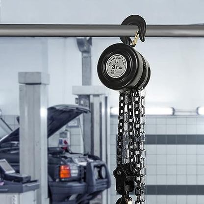 Hand Chain Hoist, 3 Ton 6614 Lbs Capacity 10 Feet Manual Chain Hoist with 2 Heavy Duty Hooks, Manual Lever Chain Hoist for Warehouse Building Automotive Machinery, Black - style: Black