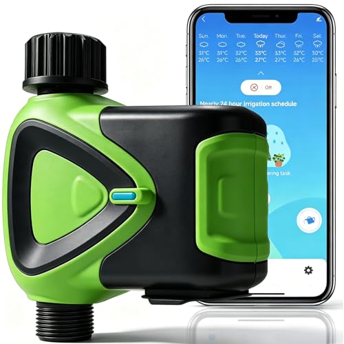 Smart WiFi Hose Timer No Hub Required, App-Controlled Sprinkler Timer for Garden Hose, Automatic Watering Timer for Lawn Yard Greenhouse, Rain Delay, 3/4 Inch Faucet, IP65 Waterproof - style: WiFi Water Timer