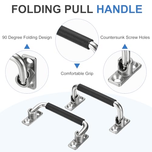 uxcell 2Pcs 304 Stainless Steel Folding Pull Handle (Hole Distance 4") - size: 4 Inch