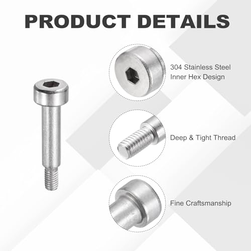 MECCANIXITY 26 Pcs 304 Stainless Steel Shoulder Bolt 4mm Shoulder Dia 10mm Shoulder Length M3x0.5 Thread Hex Socket Shoulder Bolts for Hydraulic Injection Molding Machinery Industries - size: 4mm x 10mm