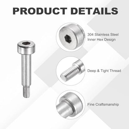 MECCANIXITY 26 Pcs 304 Stainless Steel Shoulder Bolt 4mm Shoulder Dia 10mm Shoulder Length M3x0.5 Thread Hex Socket Shoulder Bolts for Hydraulic Injection Molding Machinery Industries - size: 4mm x 10mm