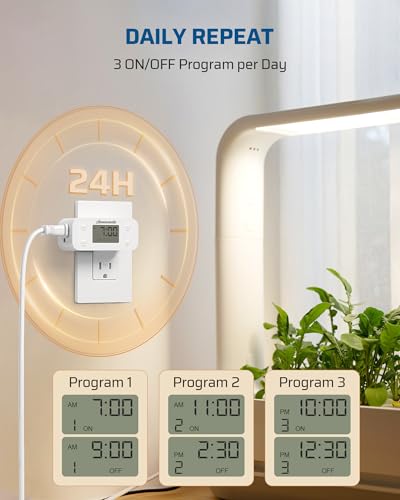 DEWENWILS Indoor 24 Hour Programmable Digital Timer Outlet, 1 Outlet,2 Pack - style: White-2PK