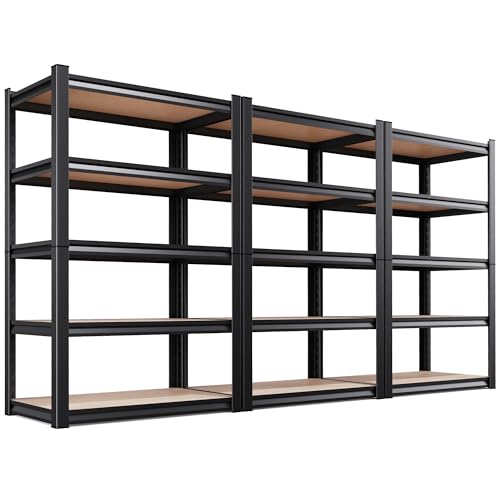 3-Pack Heavy Duty Garage Shelving for Whole Home, Warehouse & Workshop Organization, 71" H x 35" W x 15.7" D Adjustable 5-Tier Metal Storage Rack for Tools, Storage Bins & Bulk Items - size: 35"Wx16"Dx71.2"H