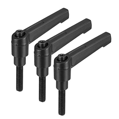 uxcell M6 x 25mm Handle Adjustable Clamping Lever Thread Push Button Ratchet Male Threaded Stud Knobs Locking Rotating Screw Handles Quick Release Bolt Black 3pcs - size: M6x25mm
