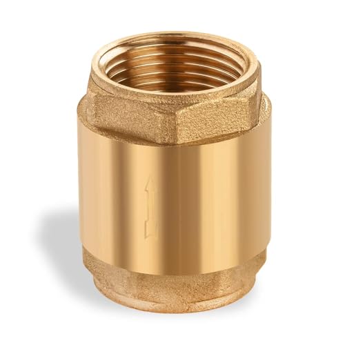 Brass 3/4" NPT Spring Check Valve – One-Way Backflow Preventer with 3/4 Inch NPT Female Thread – In-Line Non-Return Brass Check Valves for Water, Oil, Air Systems (Pack of 1) - size: 0.75 Inch