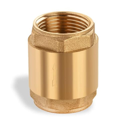 Brass 3/4" NPT Spring Check Valve – One-Way Backflow Preventer with 3/4 Inch NPT Female Thread – In-Line Non-Return Brass Check Valves for Water, Oil, Air Systems (Pack of 1) - size: 0.75 Inch