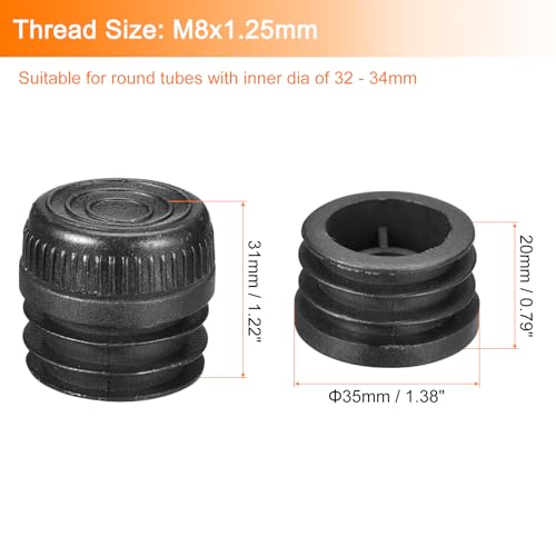 uxcell 4Pcs Inserts for with Leveling Feet,35mm/1.38" OD,M8-1.25mm Thread - size: 35mm