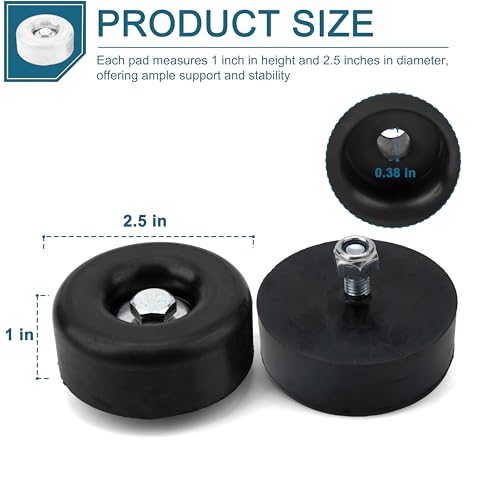 4 Pack Round Rubber Trailer Bumpers 2.5 in Black Ramp Stop with Hardware