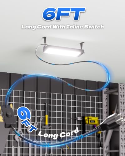 6 Pack LED Shop Lights, 100W 14000LM 6000K Plug in Garage Light Waterproof - size: 6 Piece