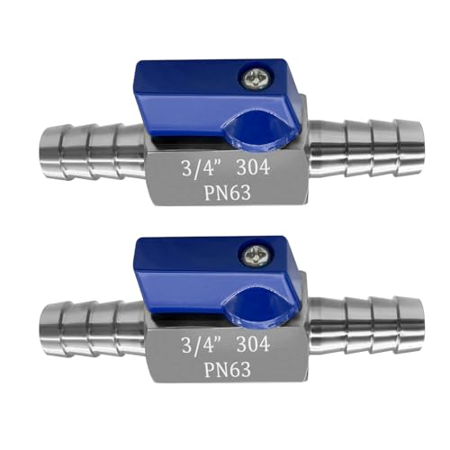 2PCS Stainless Steel 3/4" Mini Ball Valve Shut Off Valve 3/4" Hose Barb - size: 3/4" Hose Barb