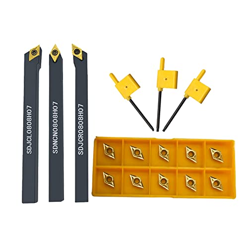 Mini Lathe Cutting Inserts DCMT21.51 Carbide Inserts with Boring Bar for Steel - color: 3pcs tool holders + dcmt21.51