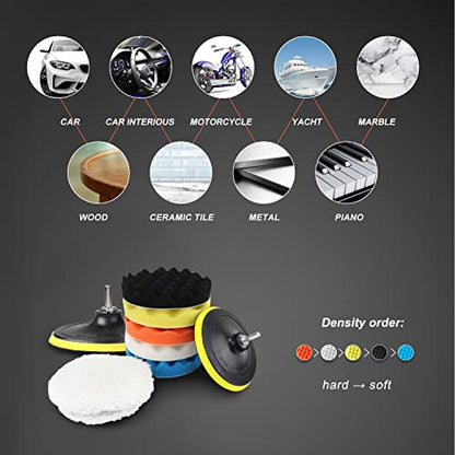 POLIWELL 11 PCS 6 Inch Car Polishing Sponge Pads Kit - size: 6 Inch