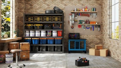 5-Tier Heavy Duty Garage Shelving, 5,000 lbs Capacity Adjustable Metal Storage Shelving Unit for Garage, Basement, Warehouse & Workshop, 62" W x 24" D x 84" H - size: 5T 62 "W x 24 "D x 84 "H