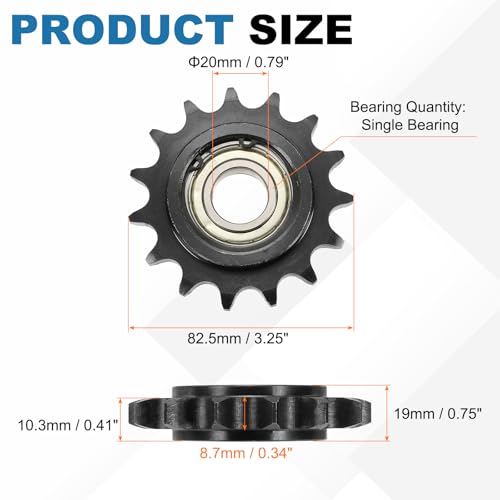 uxcell 2Pcs #50 Roller Chain Idler Sprocket, 20mm Bore 5/8" Pitch 15 Tooth - size: 20mm Bore 5/8" Pitch 15 Tooth