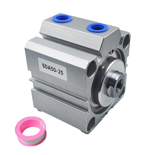 CG WEITENG Pneumatic Pneumatic Small Thin Cylinder Aluminum Pneumatic Air Cylinder for Pneumatic and Hydraulic Systems SDA (50mmx25mm) - color: 25 mm, size: SDA-50 mm