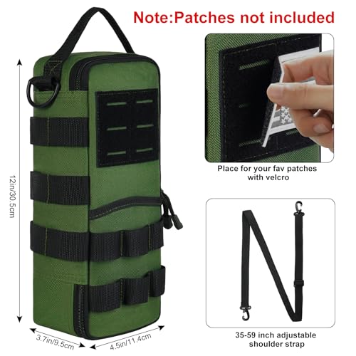 Heavy Duty Small Tool Bags for Men with Carabiner,Tactical Tool Pouch Bag,Portable Utility Tools Storage Organizer Case with Shoulder Strap for EDC,Motorcycle,Camping,Road Trip,Electricians,Green - color: Black + Army Green