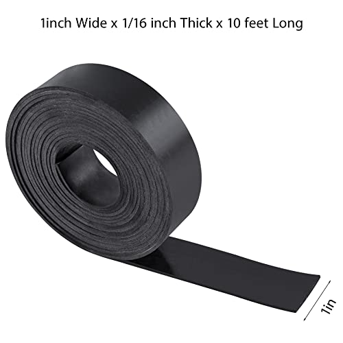 Neoprene Rubber Sheet - 1/16 Inch Thick x 1 Inch Wide x 10 Feet Long Neoprene Rubber Strips Rolls for DIY Gaskets, Pads, Seals, Crafts, Flooring, Cushioning of Anti-Vibration, Anti-Slip - size: W:1In x T: 1/16In x L: 10Ft