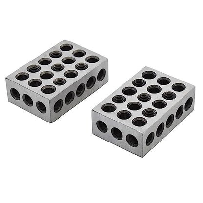 1 x 2 x 3 Inch Blocks Matched Pair 23 Holes Hardened Steel HRC 57-62 123 Precision Machinist Set Up Blocks