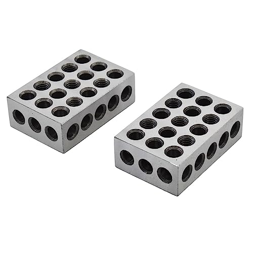 1 x 2 x 3 Inch Blocks Matched Pair 23 Holes Hardened Steel HRC 57-62 123 Precision Machinist Set Up Blocks