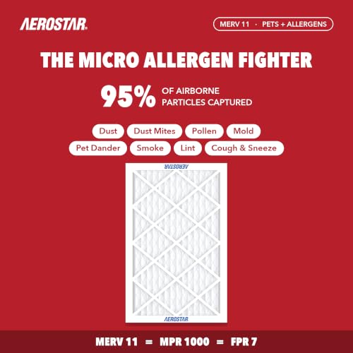 Aerostar Air Filter 16x25x1 MERV 8 AC Filter, Furnace Filter, 12 Pack