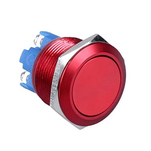 1pc 22mm Latching Metal Push Button Switch Waterproof 7/8" Mounting Hole Screw Terminals 12V 24V 36V DC 110V 250V AC 5A 1NO Aluminium Alloy Red Shell - color: Red, size: 22mm 1pc