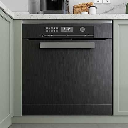 Livelynine Brushed Black Peel and Stick Wallpaper Stainless Steel Contact Paper for Appliances Dishwasher Refrigerator Door Covers Fridge Vinyl Wrap Waterproof Kitchen Counter Top Cover 15.8x78.8 - size: 15.8"W x 78.8"L