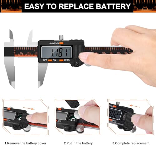 HARDELL Digital Caliper 6 Inch, Caliper Measuring Tool with Large LCD - size: 6 Inch