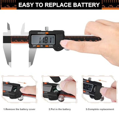 HARDELL Digital Caliper 6 Inch, Caliper Measuring Tool with Large LCD - size: 6 Inch