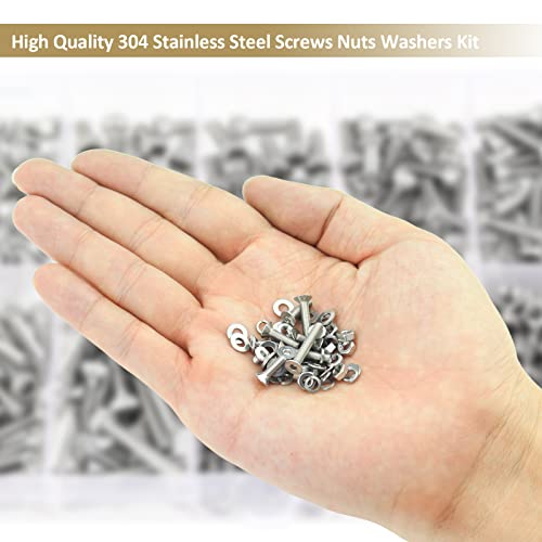 562 Pieces M3 x 4/6 /8/10 /12/16 /20mm Countersunk Head Socket Cap Screws Nuts Washers Assortment Kit, 304 Stainless Steel, Fully Machine Thread - size: M3, style: Countersunk Head Socket Cap
