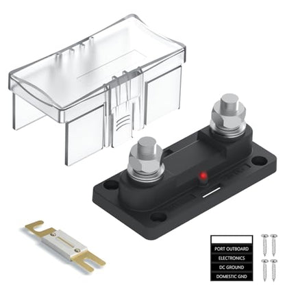 300A ANL Fuse Holder 0-4 Gauge AWG Fuse with M10 Stud Fuse Block with LED Indicator for Car Audio, Boat, RV, Truck, Marine - style: 300A-M10