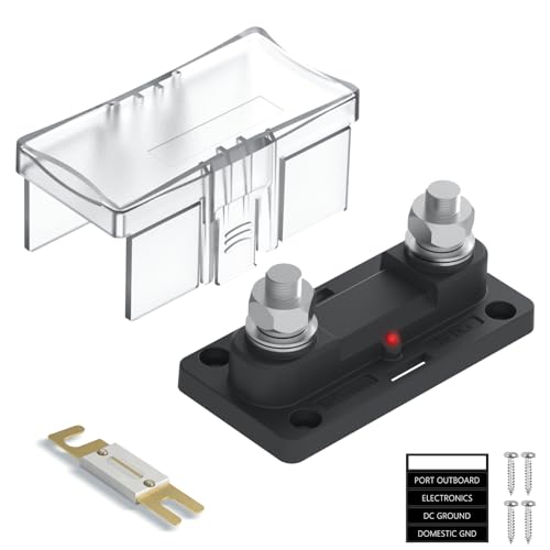 300A ANL Fuse Holder 0-4 Gauge AWG Fuse with M10 Stud Fuse Block with LED Indicator for Car Audio, Boat, RV, Truck, Marine - style: 300A-M10