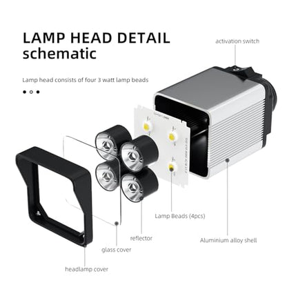YouTeMei LED Work Light, Flexible Gooseneck Lamp, 2000 Lumen Machine Magnetic Light for Lathe CNc Milling Drill Press Sewing Machine IndustrialLighting,120V