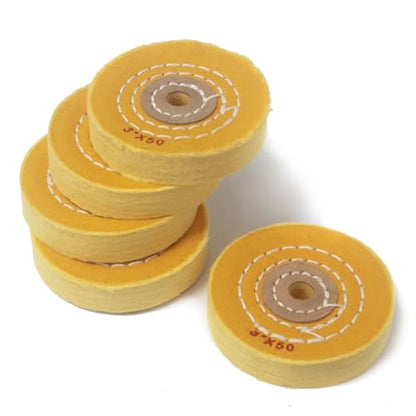 5 Pcs 3 Inch Cotton Polishing Wheel with 3/8" Arbor Hole