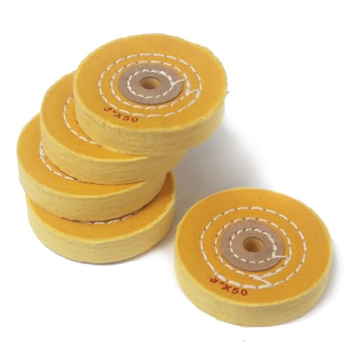 5 Pcs 3 Inch Cotton Polishing Wheel with 3/8" Arbor Hole